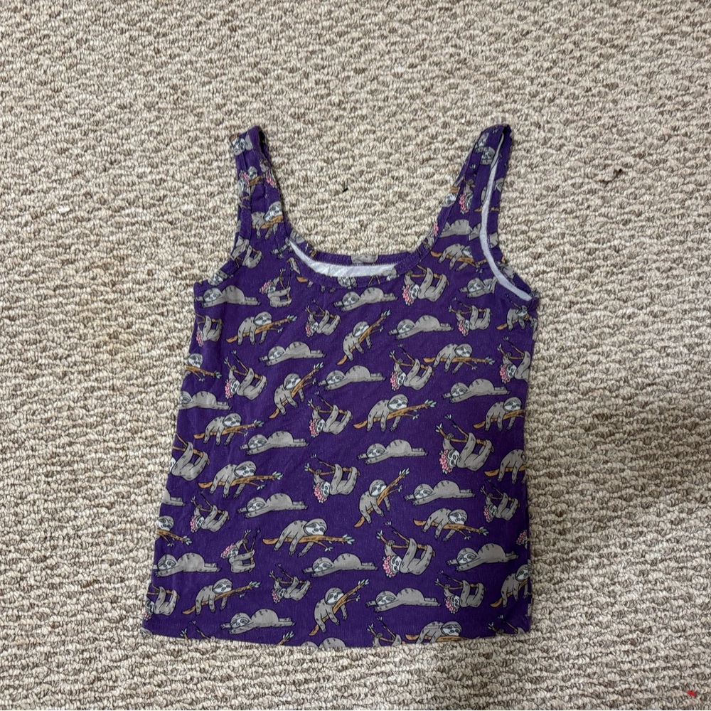 MeUndies Purple Tank Top with Sloth Print